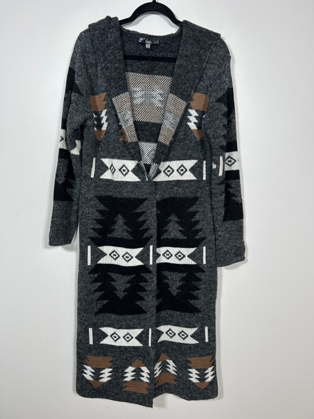 Sioni XL Aztec Navajo Boho Long Duster Hooded Cardigan